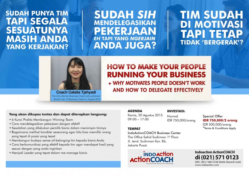 Business Gathering 'How to Make Your People Running Your Business' with Coach Catalia from Indo ActionCOACH 20 August 2015 - Copy